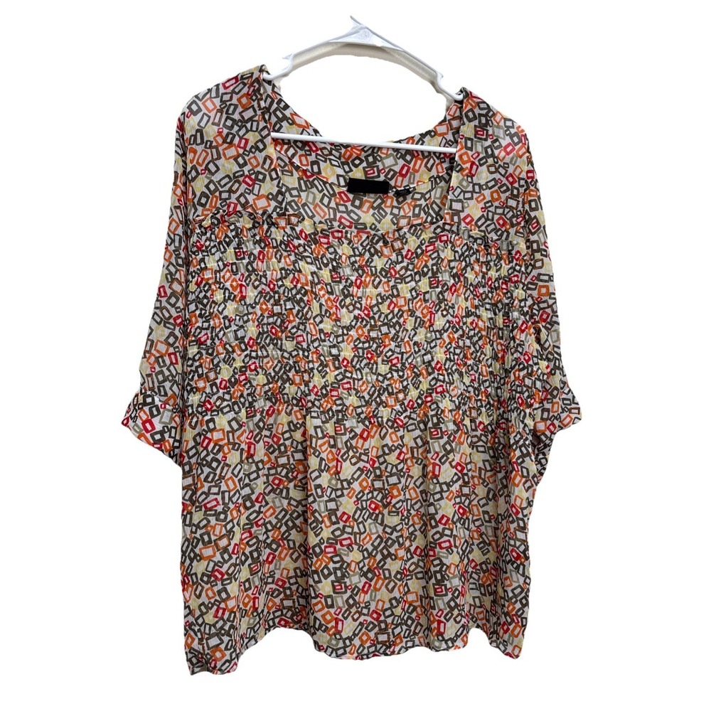 Avenue Womens Top Size 18/20 Sheer Boho Gathered Peasant Fairy Whimsy